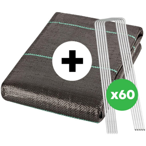 Worteldoek en gronddoek 4x5 meter met 60 gegalvaniseerde pinnen voor tuin of moestuin