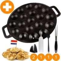 YUGN gietijzeren poffertjespan set met accessoires